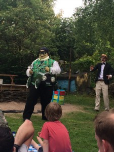 'Poop, poop - the open road Ratty!' Toad, Wind in the Willows, with Folksy Theatre, at Martineau Gardens
