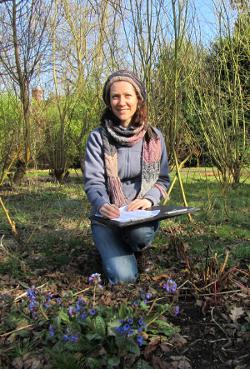 Veronica Lawrie, Ecologist,  Atkins, surveying flowers
